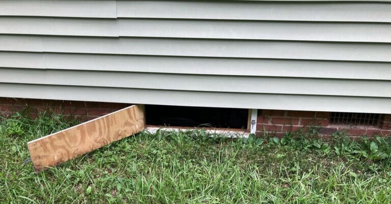 tiny crawl space access at a customer home